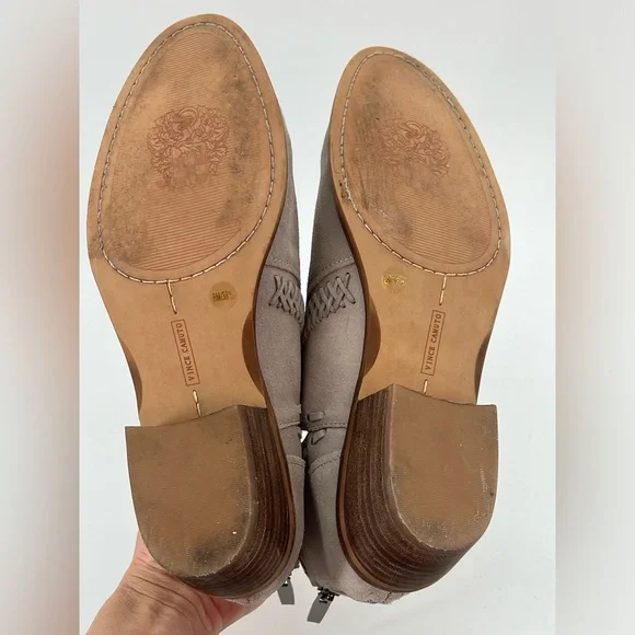 Vince Camuto Gray Suede Presita Ankle Booties Western Size 8 or 38.5